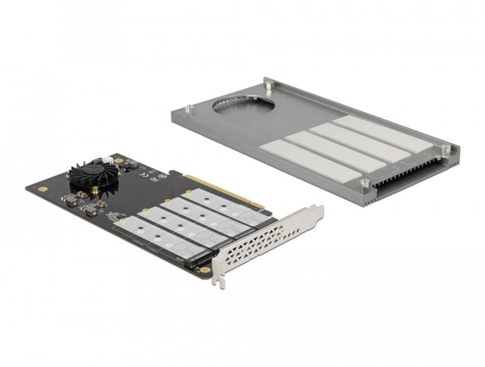 Pci Express X16 Karte Zu 4 X Intern Nvme M.2 Key M Mit Kühlkörper Und Lüfter - Bifurcation