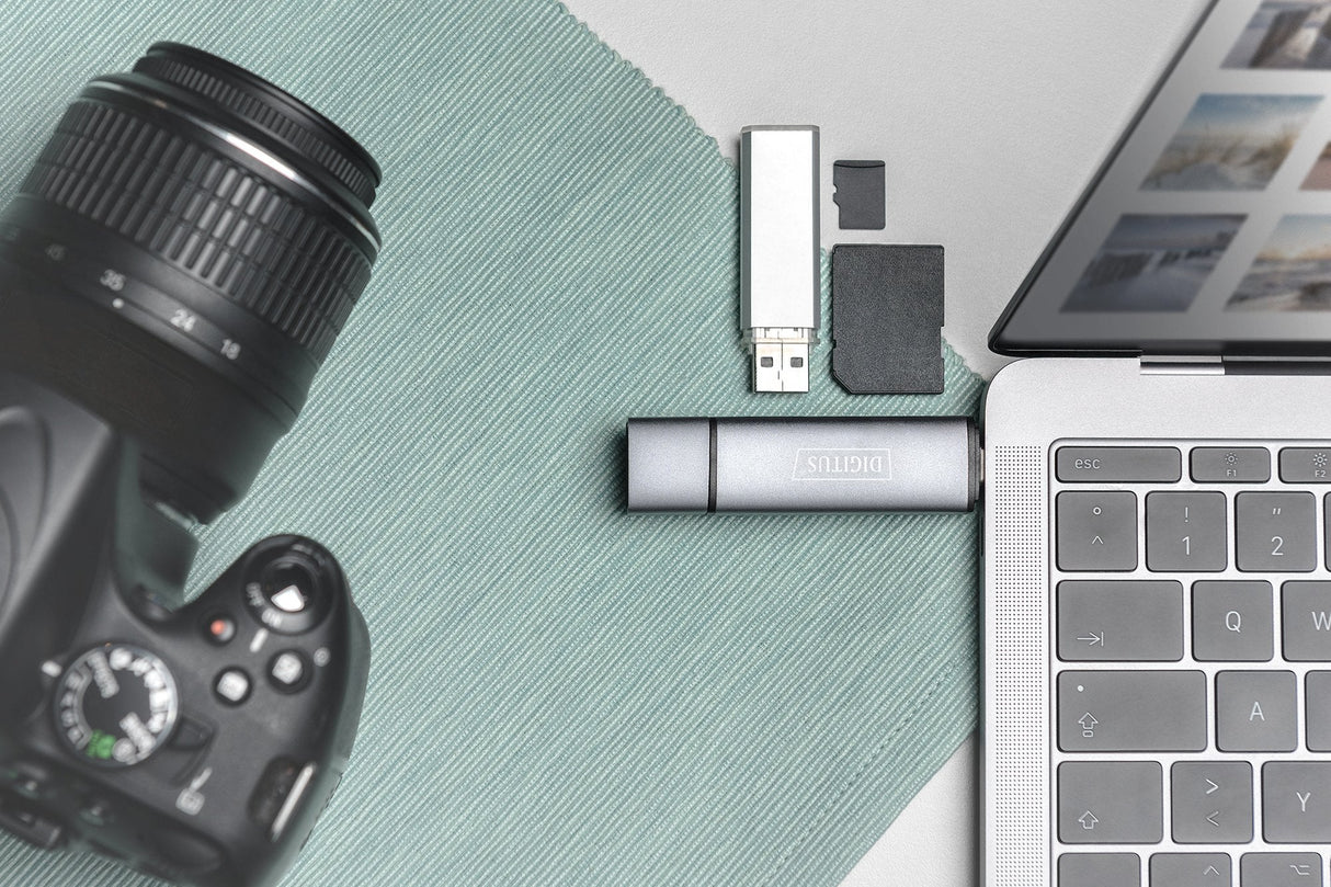 Combo Card Reader Hub Usb-C+   Accs Usb 3.0 1x Sd 1x Microsd Grey