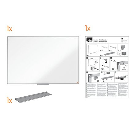 Nobo Essence Pizarra De Melamina 1800x1200mm - Marco De Aluminio Anodizado - Bandeja Para Rotuladores - Color Blanco