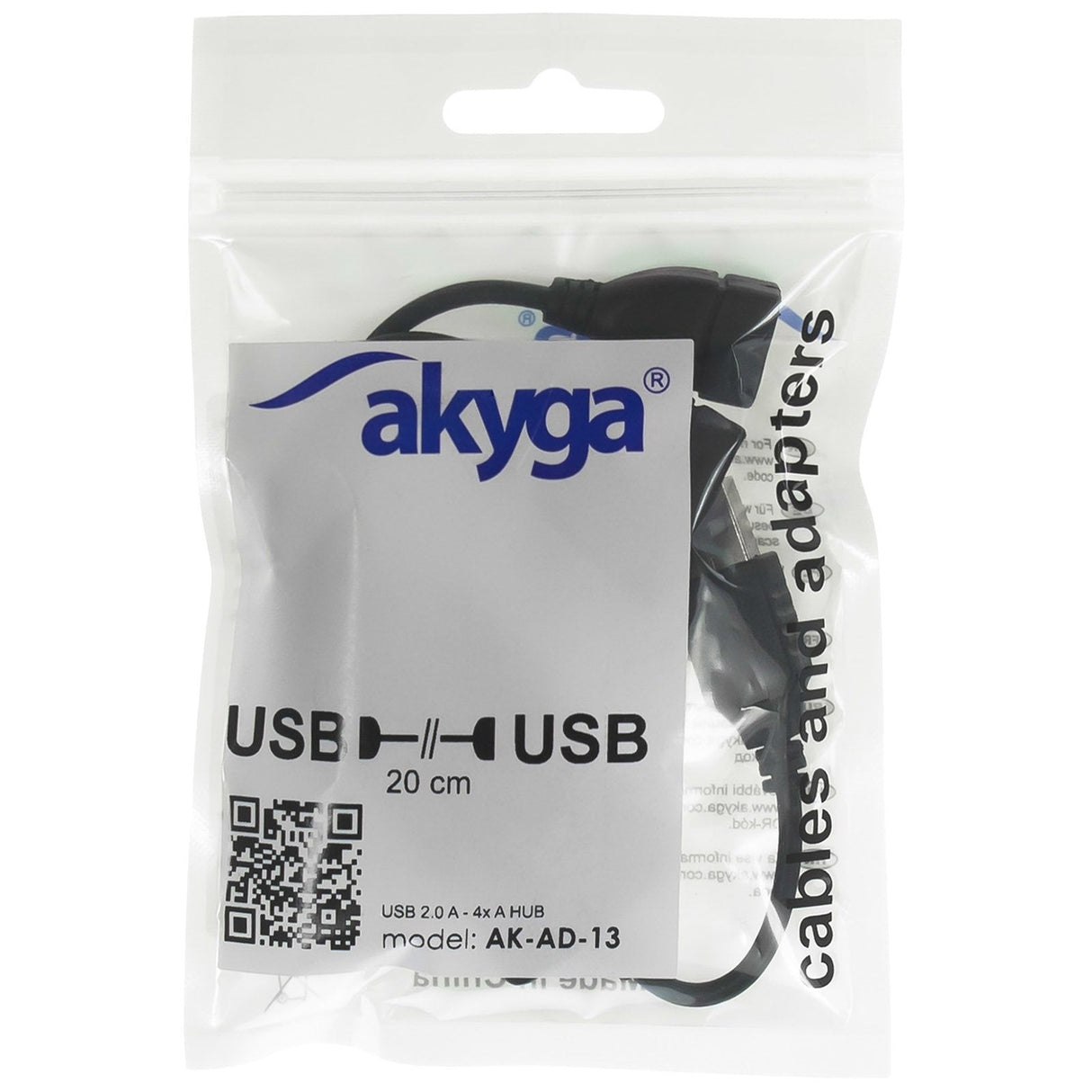 Akyga Hub Usb 2.0 Akyga Ak-Ad-13 4 Puertos Negro 15cm