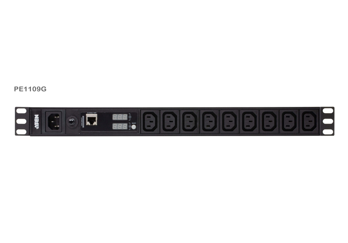 9-Outlet 1u Pdu With Current   Accs And Voltage Lcd Display And Over