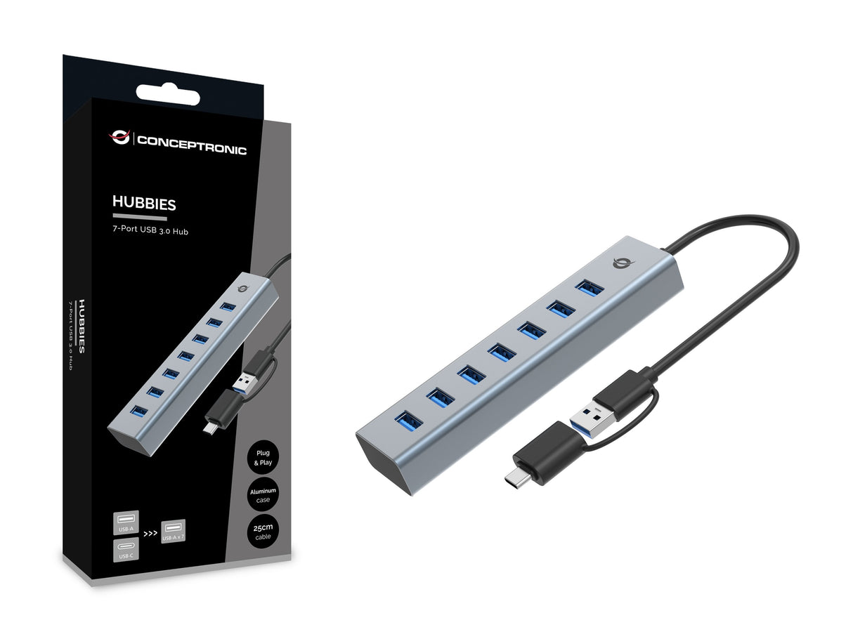 Conceptronic Usb-Hub 7-Port 3.0 C->7x3.0 +Typc 5gbps M.Nz Gr