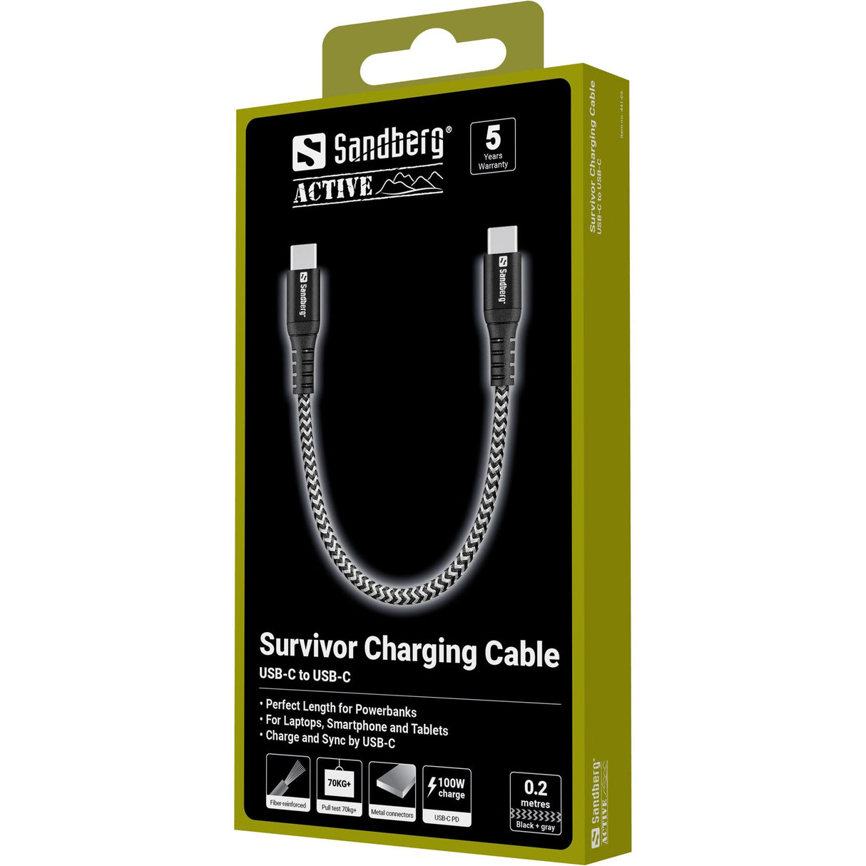 Survivor Usb-C Cable 0.2m 100w Survivor Usb-C Cable 0.2m 100w