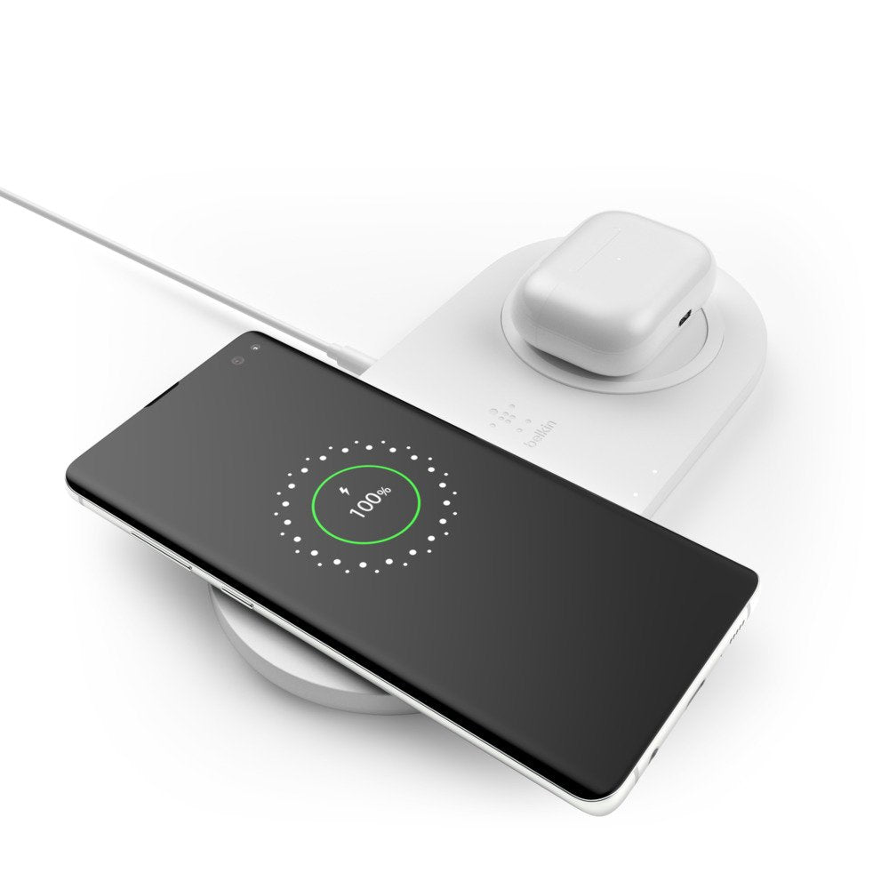 Base De Carga Inalámbrica Doble Belkin Wiz002vfwh  10w Boost Charge Color Blanco