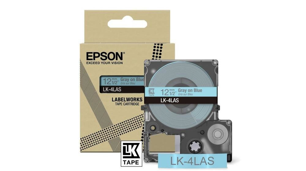 Epson Labelworks Lk-4las Gris Sobre Azul Rollo (1 2 Cm X 8 M) 1 Cinta(S) Caja Para Colgar Cartucho De Cinta Para Labelworks Lw-C410 Lw-C610