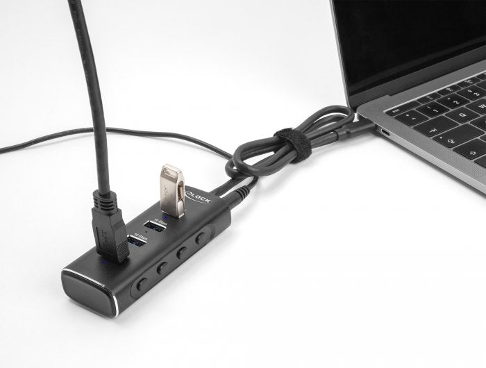 Delock 64233 Usb 10 Gbps De 4 Puertos Con Conector Usb Type-C Cable De 60 Cm E Interruptor Para Cada Puerto