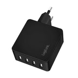 Logilink Usb-A Charger, 24 W, 4-Port, 4x Usb-A, Negro
