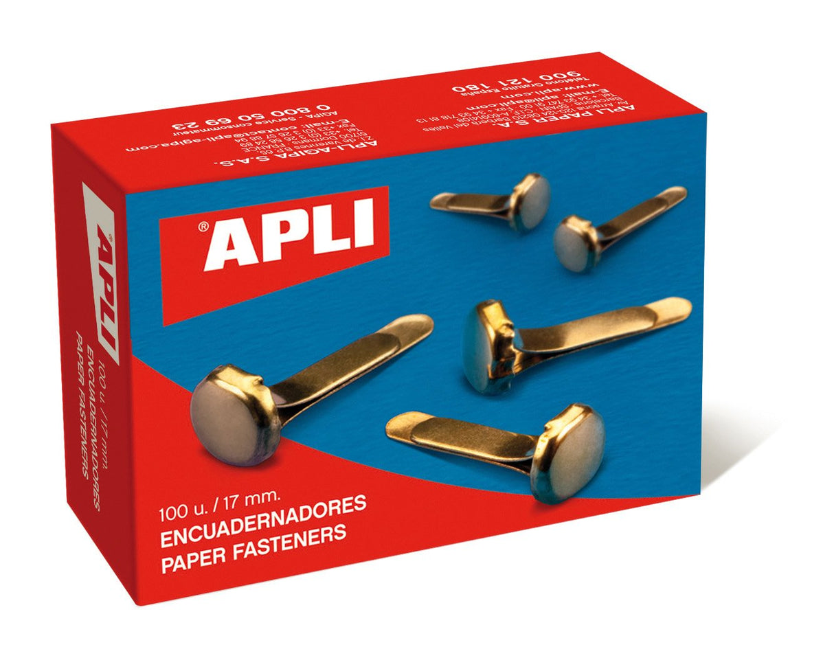 Apli Encuadernadores Metálicos Sin Arandela Dorados 17mm - 100ud-