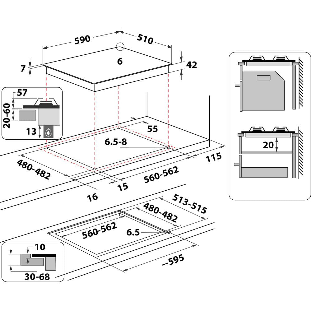 EAN 8003437644276 - Whirlpool AKT 6465/NB1 Negro Integrado 60 cm Encimera de gas 4 zona(s) imagen 2