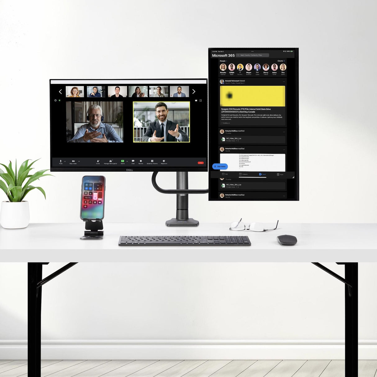 Startech.Com Desk Mount Dual Monitor Arm W  Crossbar, Up To 27 In Displays - Befestigungskit - Artikulierender, Mechanischer Feder