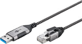 Cable De Adaptador Ethernet Goobay Usb-A 3.2 Gen1> Rj-45, Slim Black/Grey, 5 Metros 74397