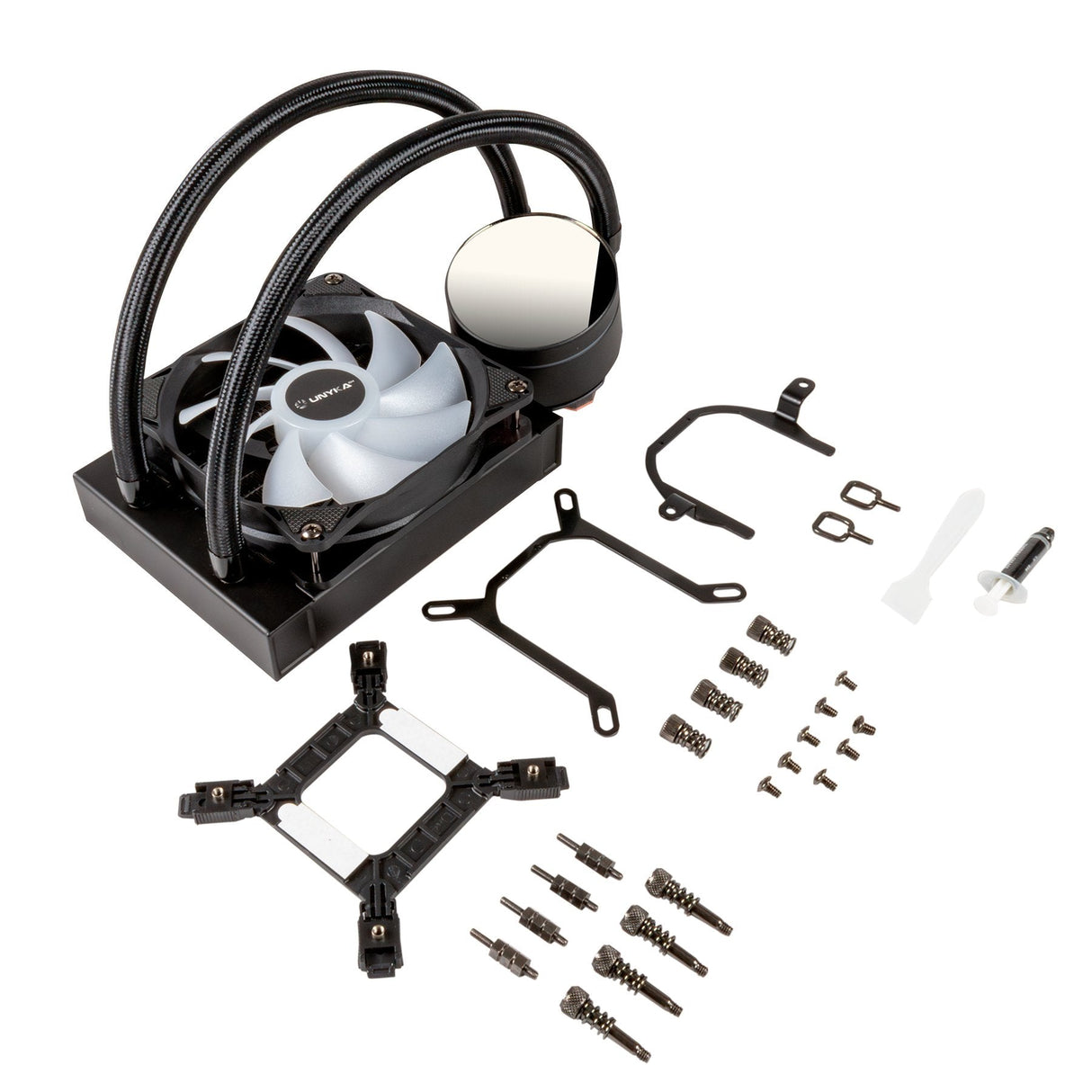 Unykach Aquastorm 120 Kit De Refrigeracion Liquida - Ventilador De 120mm - Iluminacion Rgb - Visualizacion Temperatura Cpu - Tubo De 335mm