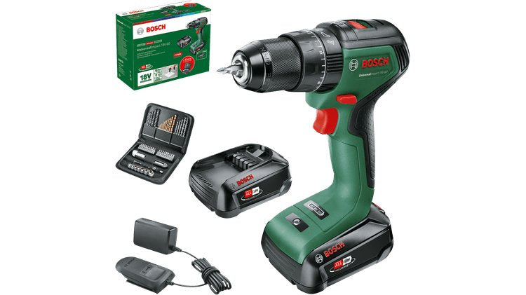 Bosch Bricolaje Y Jardín Taladro Combinado A Batería Universalimpact 18v-60 + Set Verde/Negro, 2x Batería Li-Ion 2,0ah, Maletín + 51 Accesorios, Power For All Alliance 06039d7106