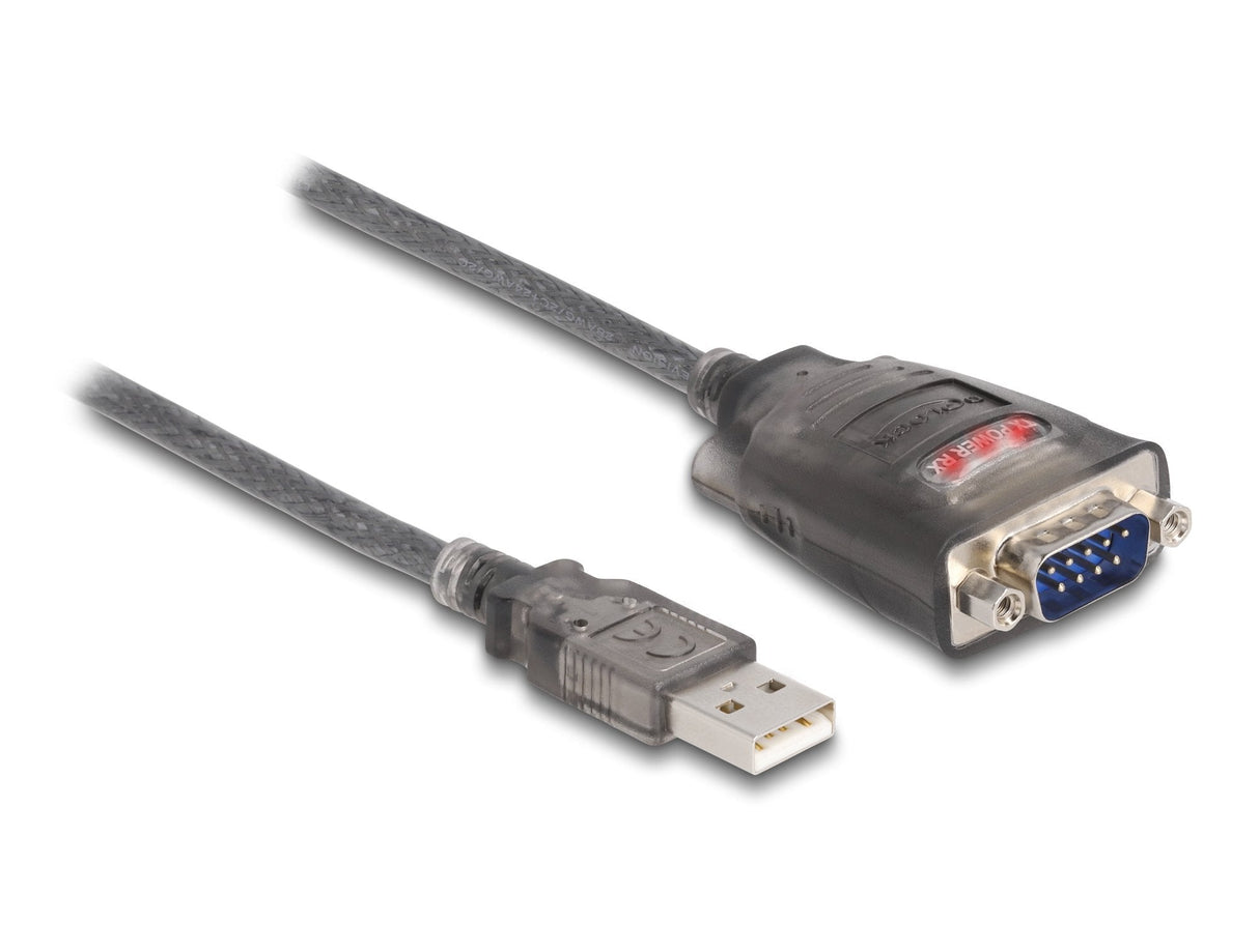 Delock 61548 Adaptador Usb 2.0 Tipo-A A 1 X Serial Rs-232 D-Sub 9 Pin Macho Con Tuercas Con 3 X Led 3 M