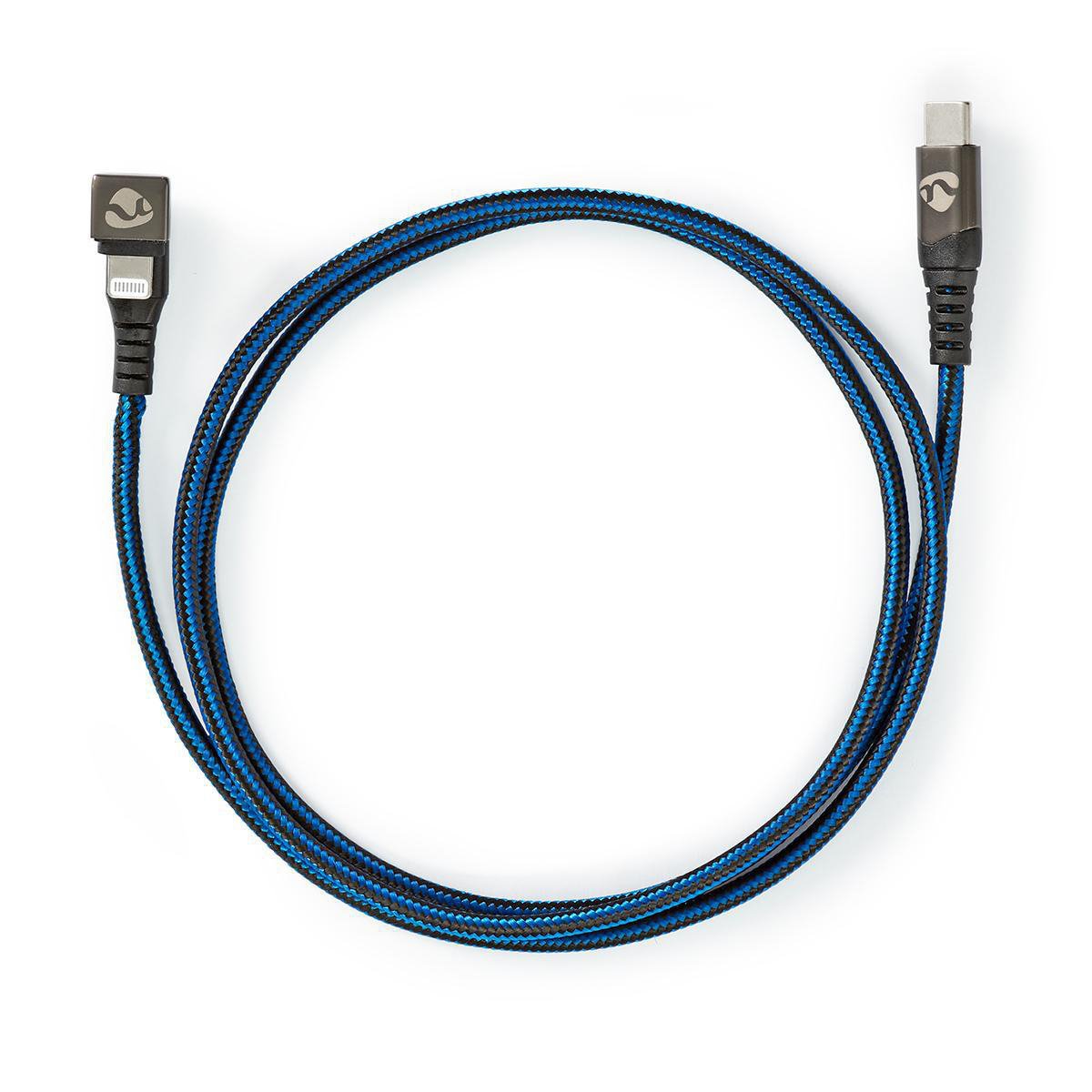 Nedis Usb-Kabel Usb 2.0  Apple Lightning 8-Pin  Usb-C Stecker  60 W  480 Mbps  Vernickelt  1.00 M  Rund  Geflochten / Nylon  Blau / Schwarz