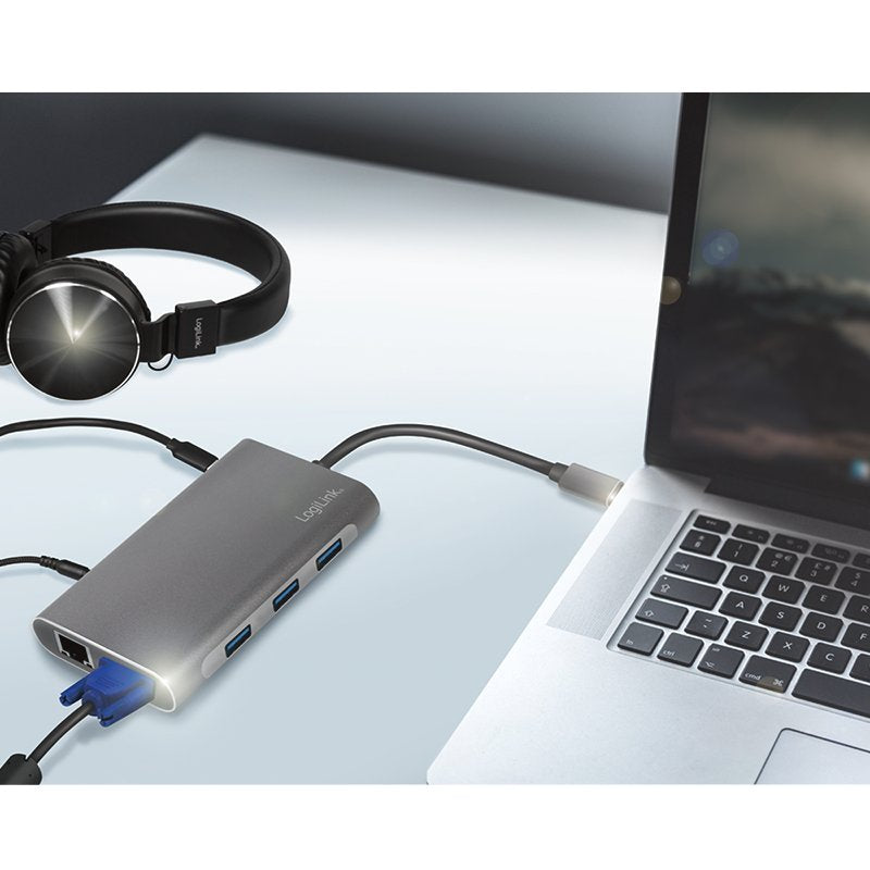 Estación De Acoplamiento Logilink Usb 3.2 Gen1, Usb-C, 10 Puertos, Pd, Plateado.