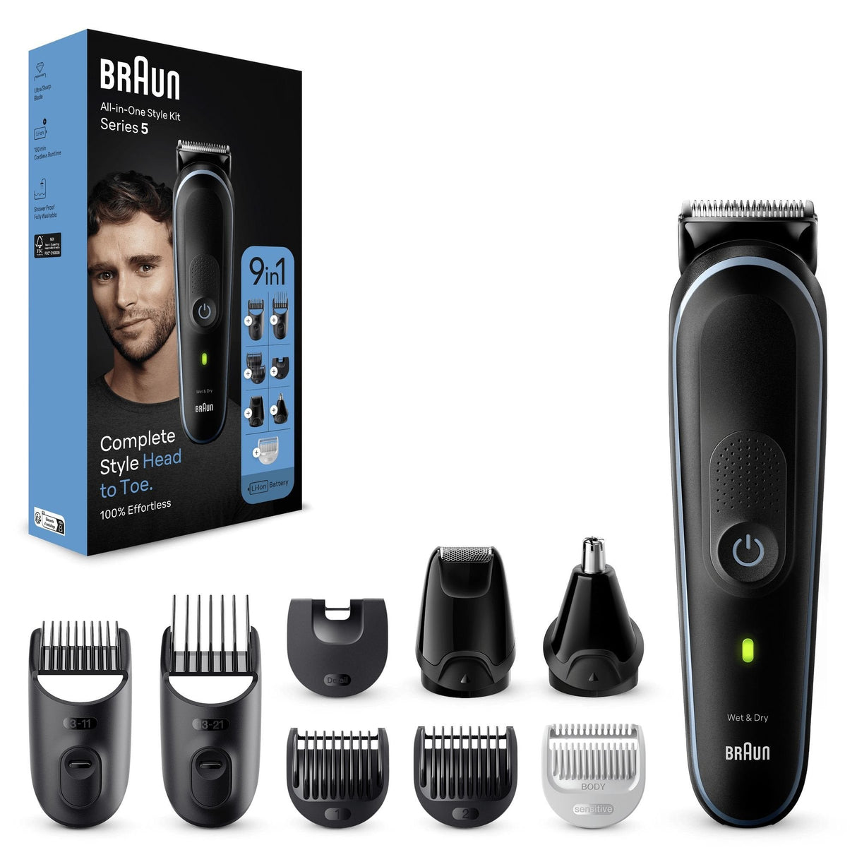 Recortadora 9 En 1 Braun Series 5 Mgk 5411 Con Batería 7 Accesorios