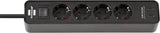 Brennenstuhl Ecolor Regleta 4 Tomas Con Interruptor & 2x Usb-C Negro 1,5m