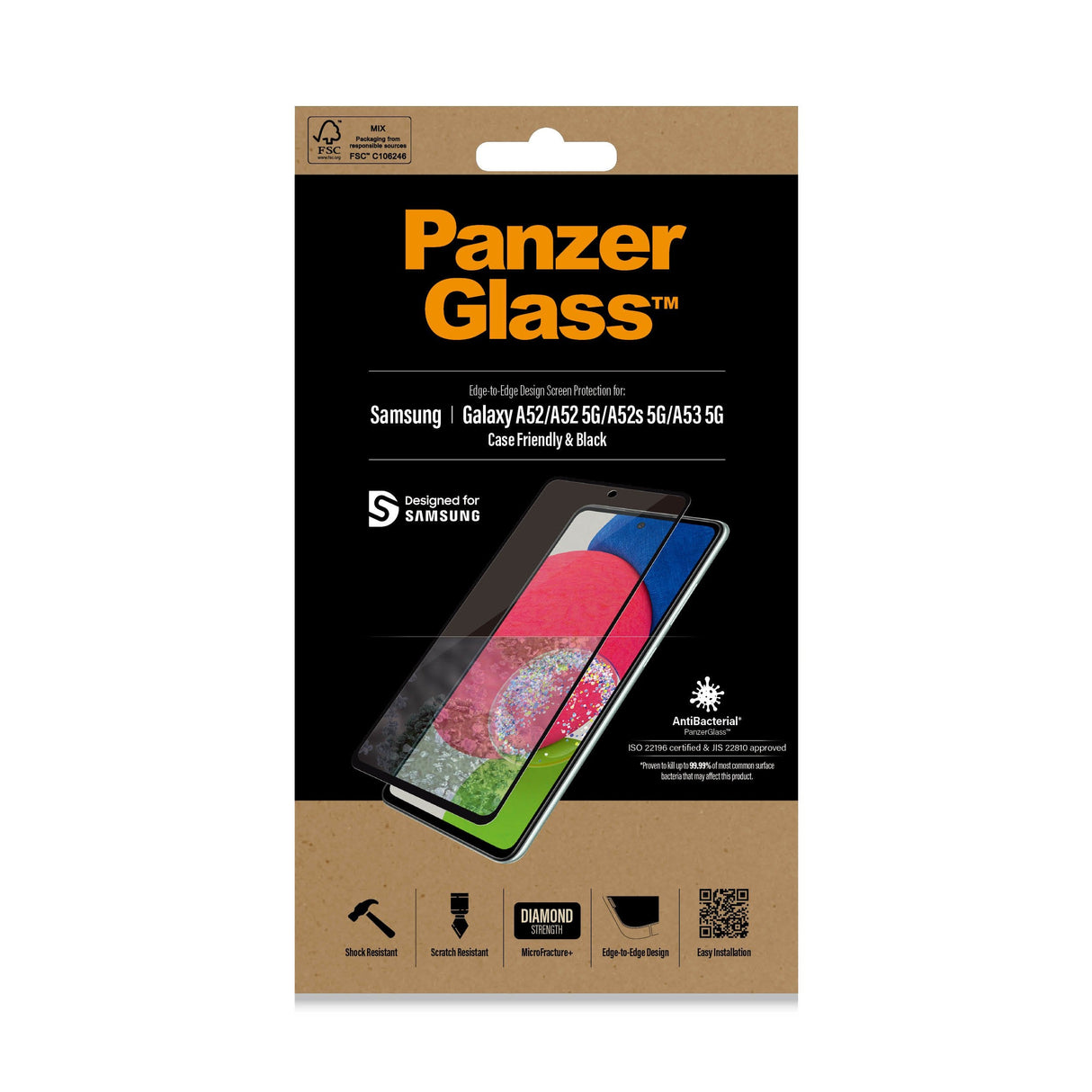 Panzerglass Samsung Galaxy A52/ A52 5g Edge-To-Edge Anti-Bacterial