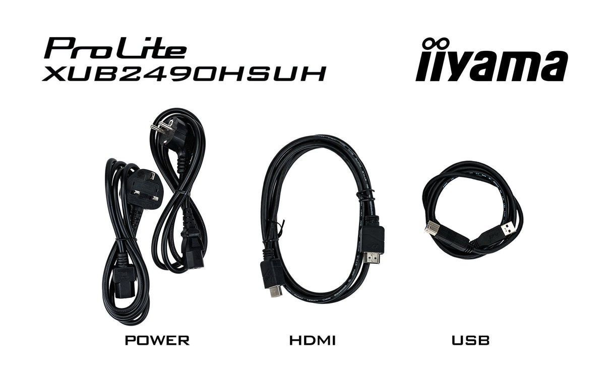 Monitor Iiyama 24" Prolite Xub2490hsuh-B2 Led  (Matt), Fullhd, Ips, Webcam, Micrófono, Cubo Usb, Panel De 100hz Xub2490hsuh-B2 Negro