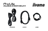 Monitor Iiyama 24" Prolite Xub2490hsuh-B2 Led  (Matt), Fullhd, Ips, Webcam, Micrófono, Cubo Usb, Panel De 100hz Xub2490hsuh-B2 Negro