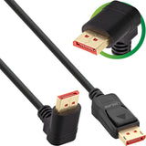 Cable Inline Displayport 1.4, 8k4k, En Ángulo Hacia Arriba, Negro/Dorado, 3 M