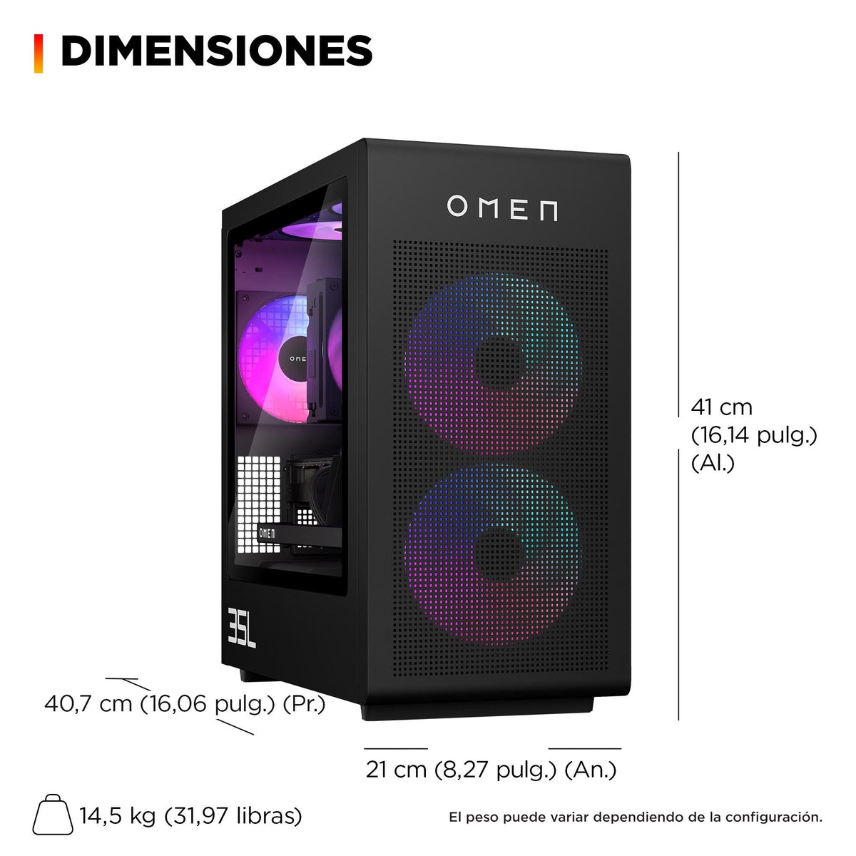 Pc Gaming Hp Omen 35l Gaming Desktop Gt16 1007ns Amd Ryzen 7 9800x3d 32gb Ram 1tb Ssd Geforce Rtx 5070 Ti Windows 11 Home Metal Negro Sombra
