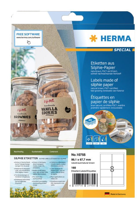 EAN 4008705107556 - HERMA 10755 etiqueta autoadhesiva Rectángulo Permanente Marrón 160 pieza(s) imagen 1
