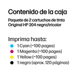 Hp Tinta Negro + Tricolor (C/M/Y) Deskjet 3720 Combo - Nº304 (Pack 4 Colores)