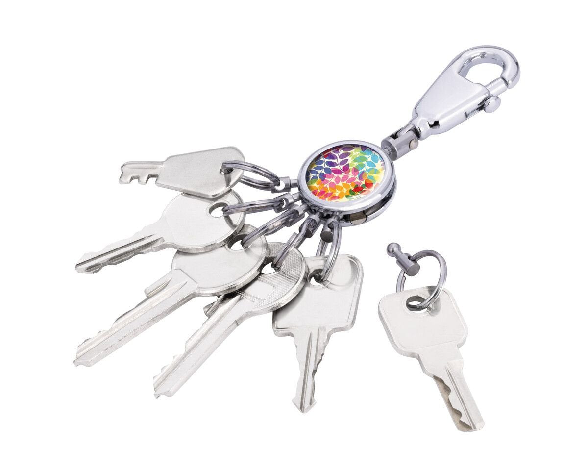 Llavero Troika Colourful Leaves De Anilla Multicolor, Plata