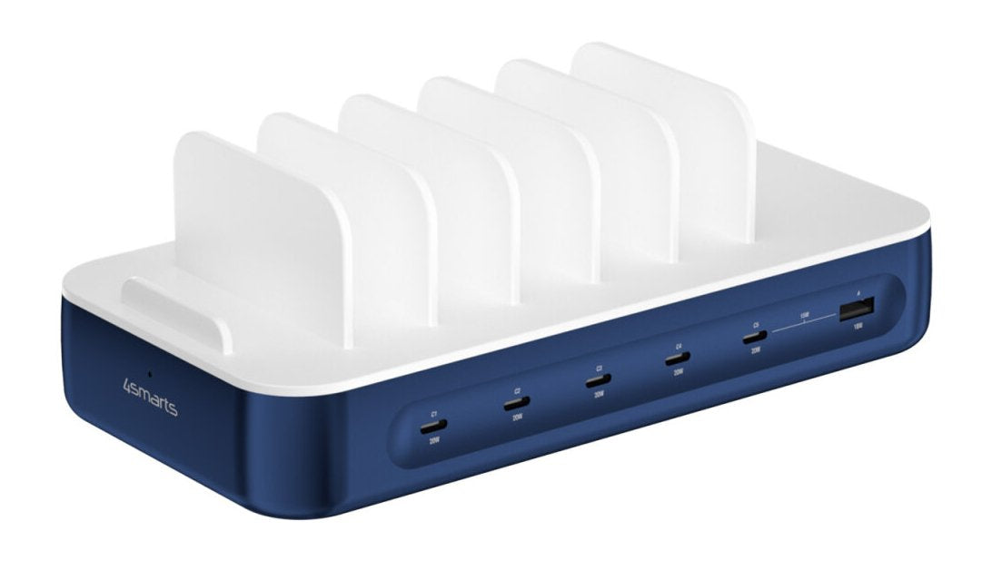 4smarts Ladestation Team 100w 5c 1a Inkl. 6 Cable, Navy