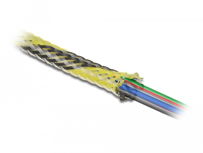 Delock 20757 Funda Trenzada Estirable 2 M X 50 Mm, Color Negro-Amarillo