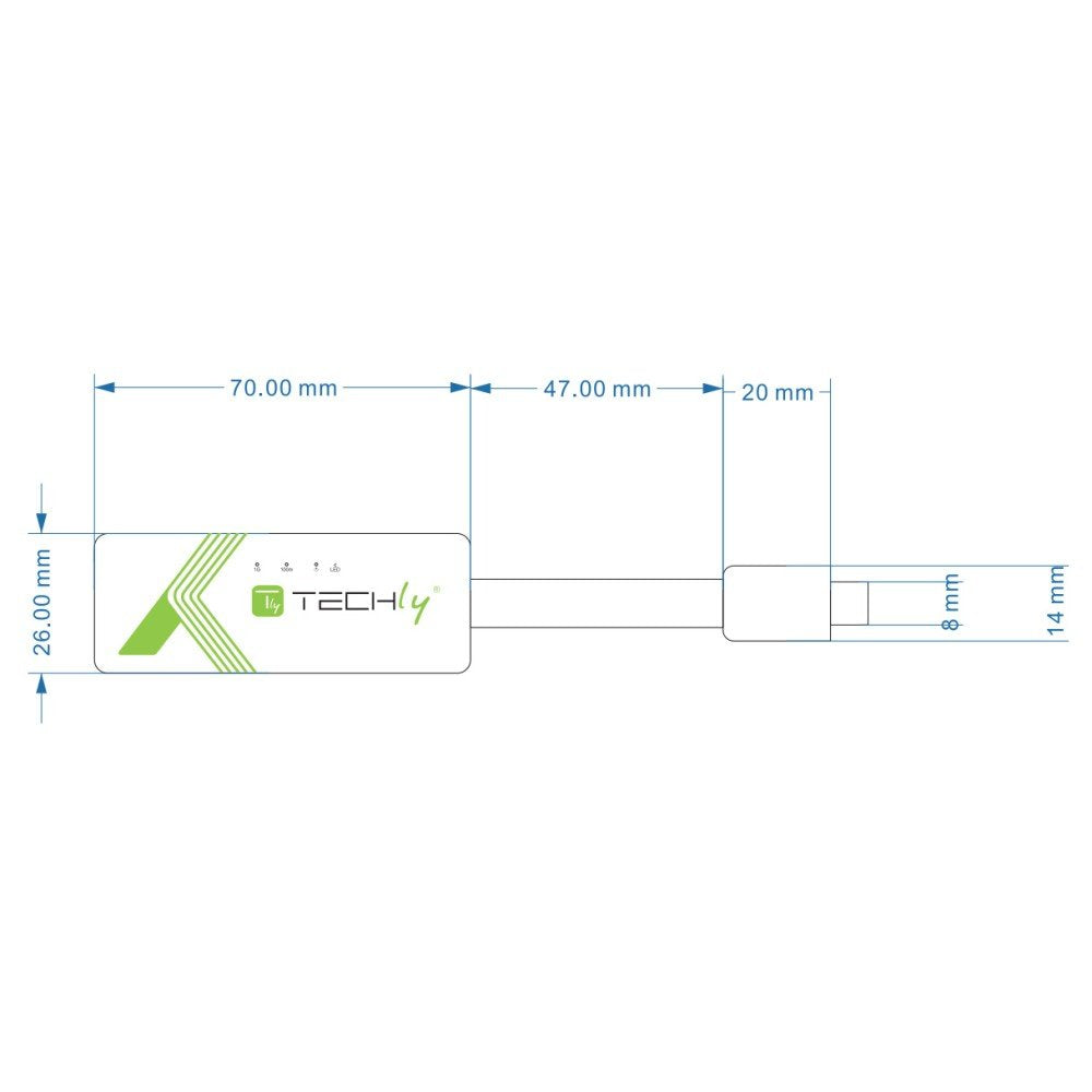 Adaptador Techly Usb 3.1 Tipo C Rj45 10/100/1000, Blanco