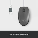Ratón Con Cable Logitech M100 910-005003 - Usb 2.0 · 1000dpi · Negro