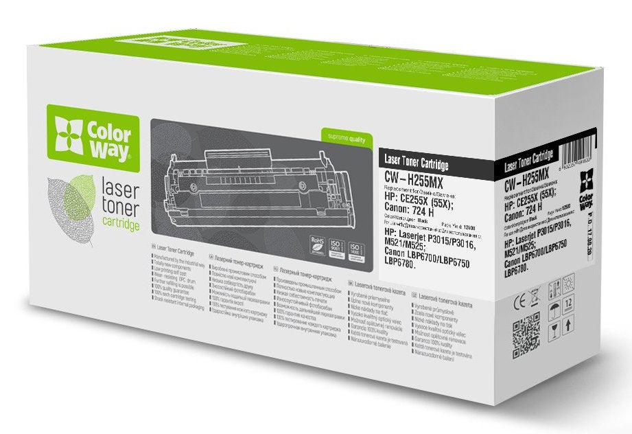 Toner Colorway Cartridge (Econom) For Hp Ce255x (55x), Canon 724h
