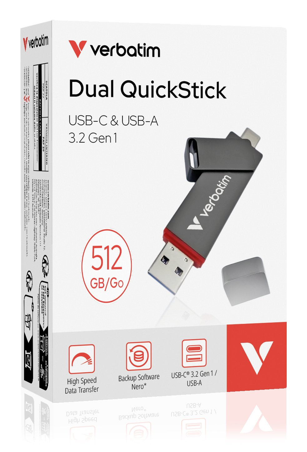 EAN 0023942320425 - Verbatim Dual QuickStick unidad flash USB 512 GB USB Type-A / USB Type-C 3.2 Gen 1 (3.1 Gen 1) Gris imagen 6