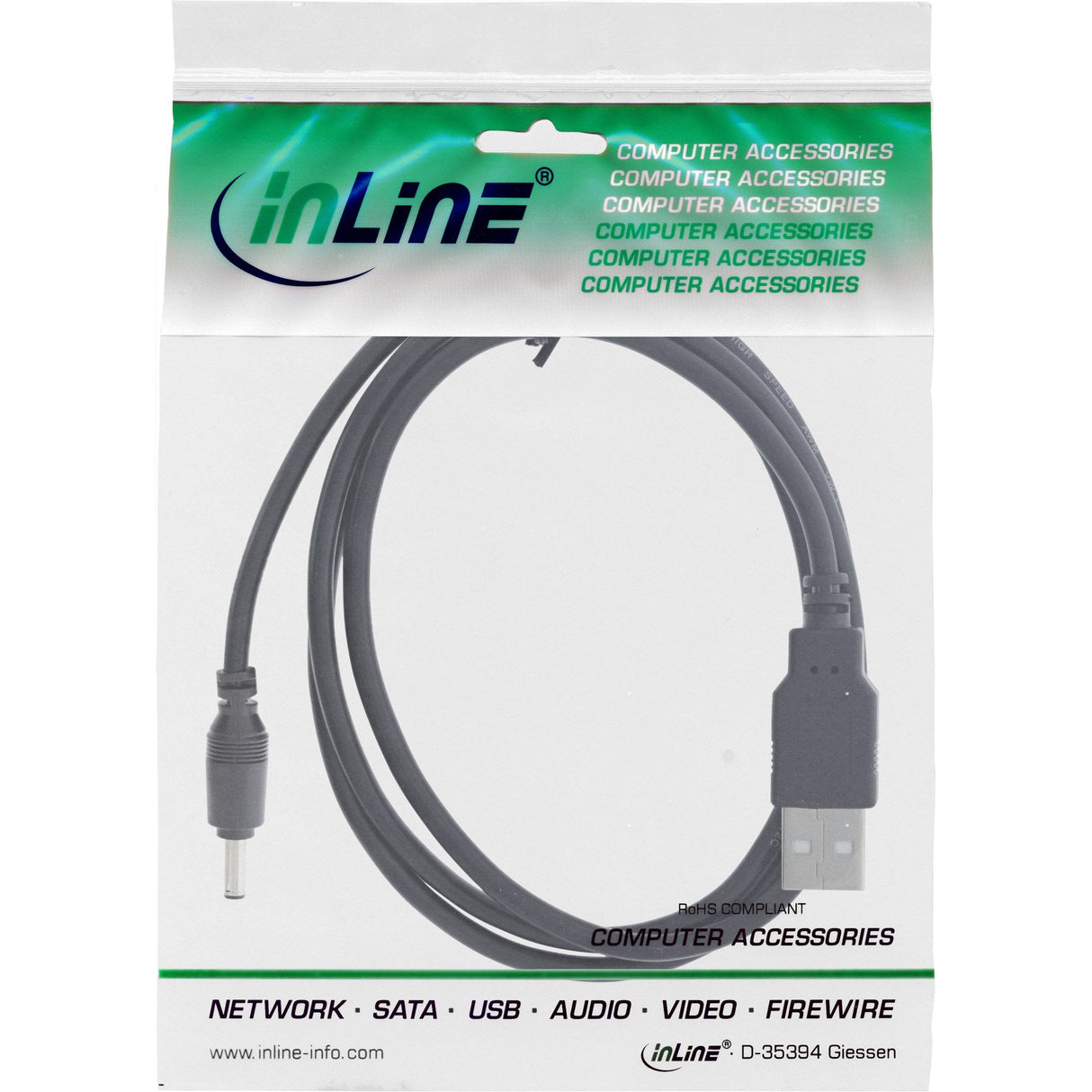Adaptador De Alimentación De Cc Usb Inline, Enchufe Usb A Macho A Enchufe De Cc 3,5x1,35 Mm, Negro, 1 M