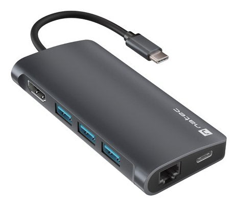 Hub Usb-C  8 In 1 Natec Fowler 2 3x Usb 3.0 Hub Hdmi 4k Usb-C