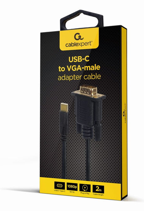 EAN 8716309124140 - Gembird A-CM-VGAM-01 adaptador de cable de vídeo 2 m USB C VGA (D-Sub) Negro imagen 2