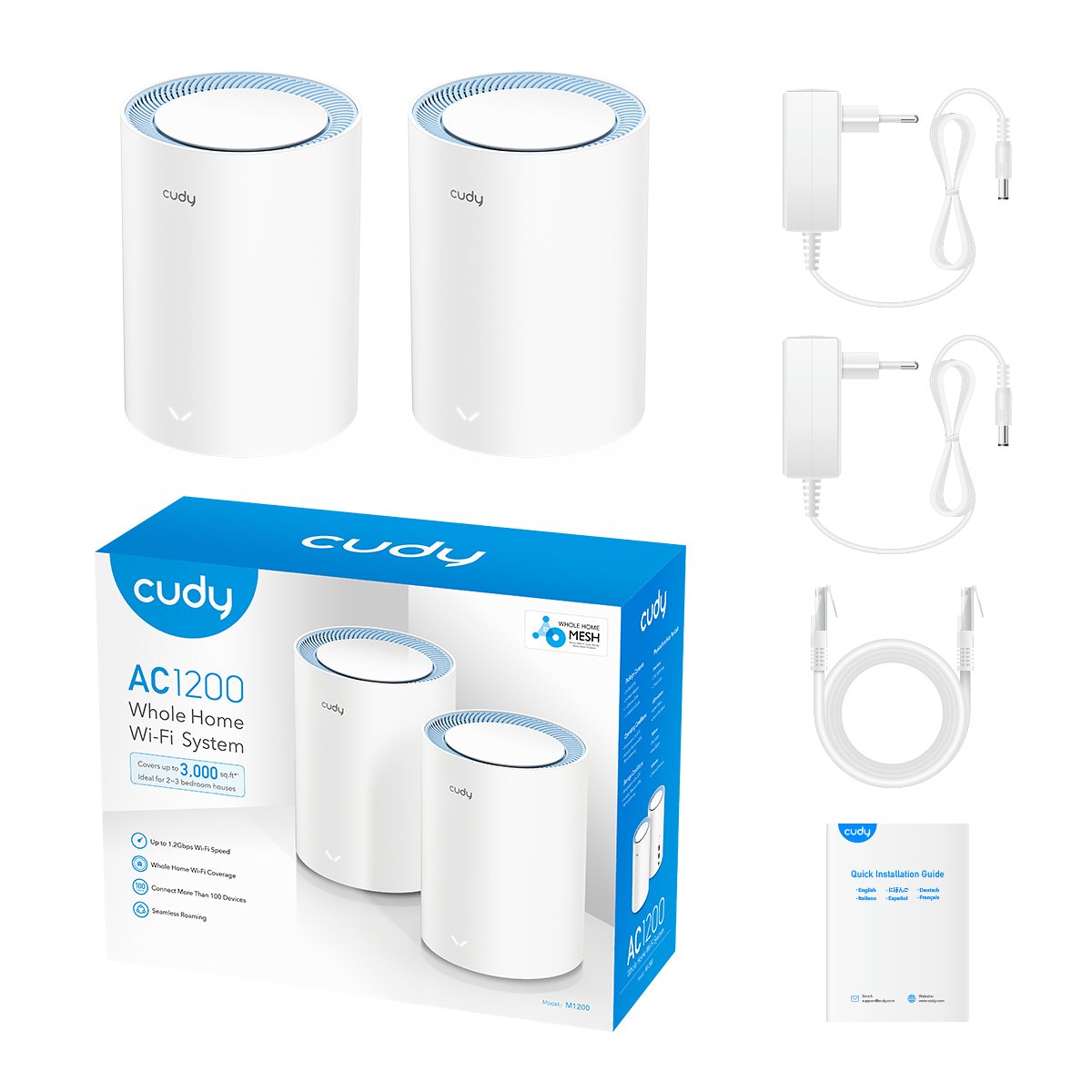 EAN 6971690792107 - Cudy M1200 2-PACK sistema Wi-Fi Mesh (Wi-Fi en malla) Doble banda (2,4 GHz / 5 GHz) Wi-Fi 5 (802.11ac) Bl imagen 4
