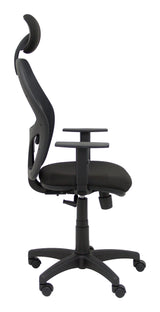 Silla Alocen Malla Negra Asiento Bali Negro Brazos