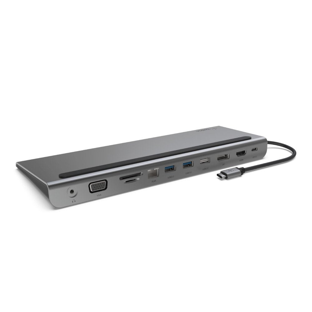 Base Dock Belkin Inc004btsgy Multipuerto Usb-C A Hdmi, Displaypor, Vga, Usb-A, Usb-C, Ethernet, Jack 3,5 Mm Color Gris