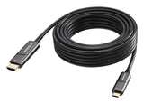 Cable Usb C A Hdmi De 15 M 4k A 60 Hz Conectores Chapados En Oro Dp 1.2 Hdmi 2.0 Soporta Cec Edid Hdr Hdcp 2.2 Usb C 3.2 (M) A Hdmi (M) Diámetro Exterior 4.5 Mm 18 Gbps Fibra Óptica Activa Om3 Negro