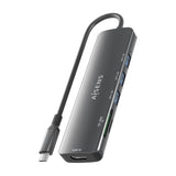 Aisens Usb-C Dock 6 En 1, Usb-C A 1xhdmi, 3xusb-A, 1xsd, 1xmicro Sd, Gris, 15cm