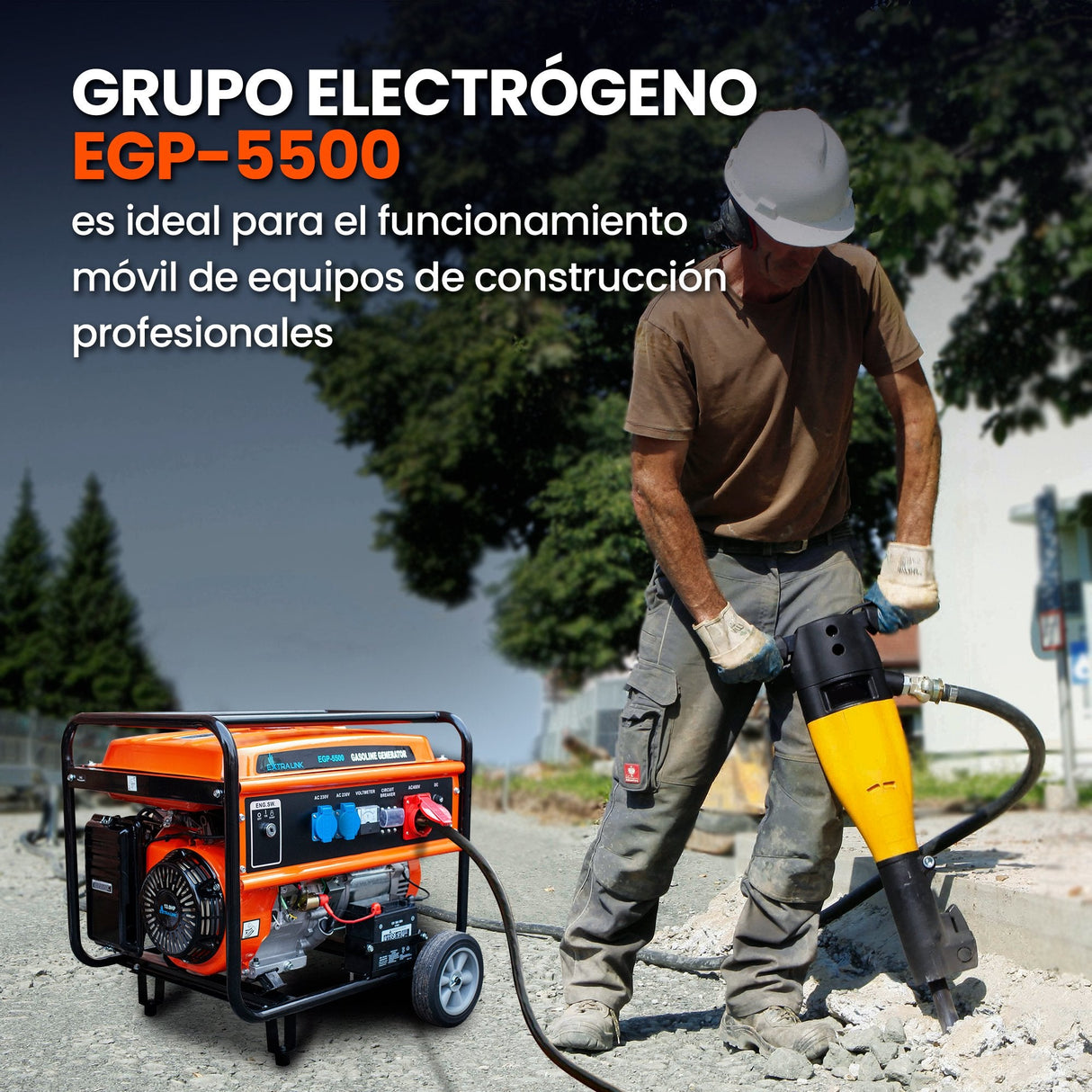 Extralink Ex.30356 Motor-Generador 5000 W 25 L Gasolina Negro, Naranja