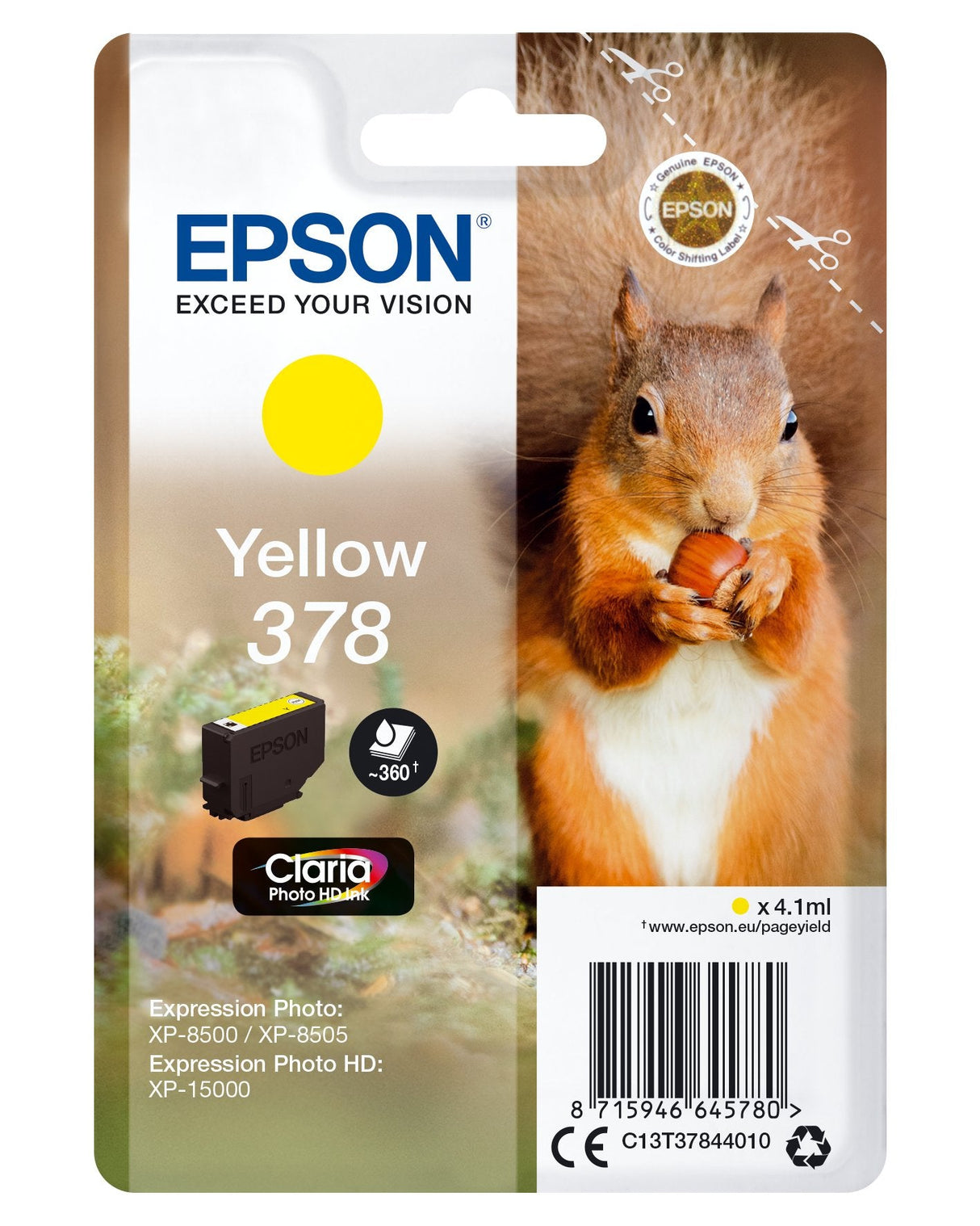 Cartucho Inkjet Original Amarillo Claria Photo Epson 378 Para Xp1500 / Xp8500 - 360paginas (Ardilla)