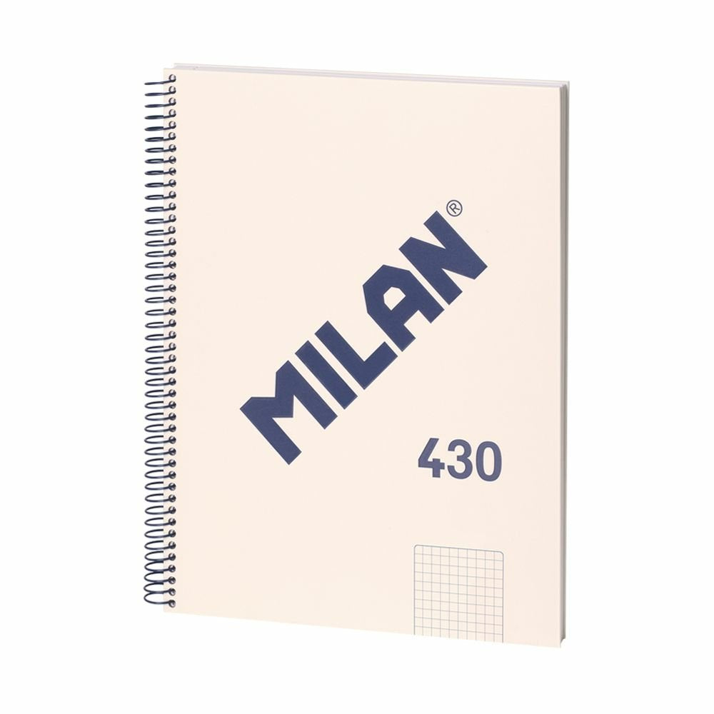 Milan Cuaderno Espiral Formato A4 Cuadricula 5x5mm - 80 Hojas De 95 Gr/M2 - Microperforado, 4 Taladros - Color Beige