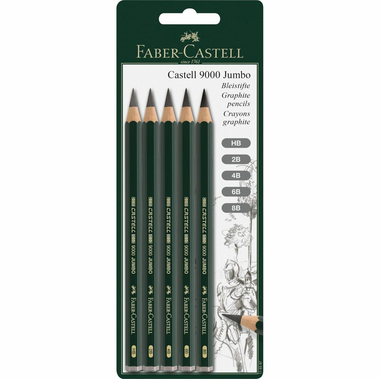 Faber Castell Lápices De Dibujo Jumbo 9000 Pack De 5 Surtidos
