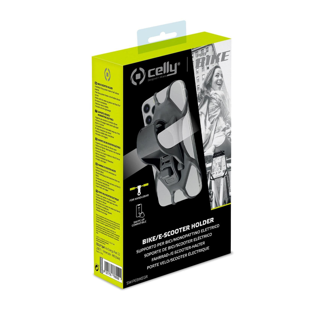 Celly Swipe Bike Soporte Pasivo Teléfono Móvil/Smartphone Gris