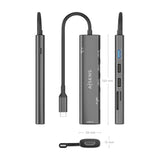 Aisens Usb-C Dock 7 En 1, Usb-C A 1xhdmi, 2xusb-A Usb2.0, 1xusb-A Usb3.0, 1xusb-C Pd 100w, 1xsd, 1xmicro Sd, Gris, 15cm